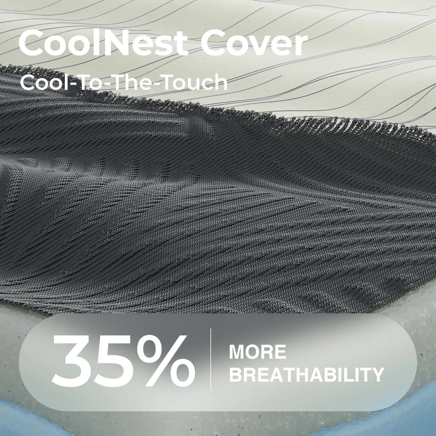 SweetNight CoolNest mattress cover close-up: 3D weave for 35% more breathability.