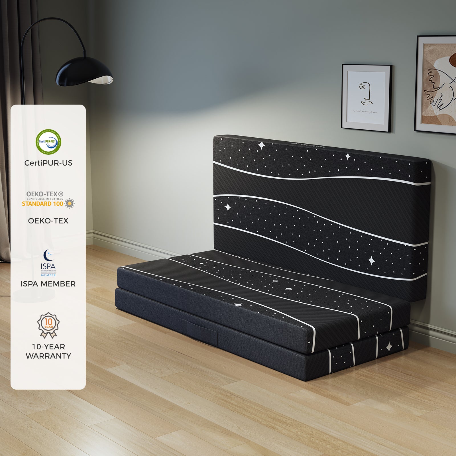 Tri-Fold Comfort Foam Starry Night Mattress Topper